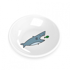 Одинарная миска для животных TarHong Shark, меламин, белый с рисунком 0.18 л