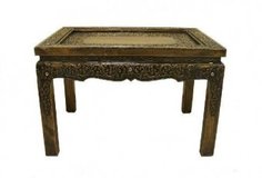 Столик с инкрустацией и стеклом, h=46см No Brand