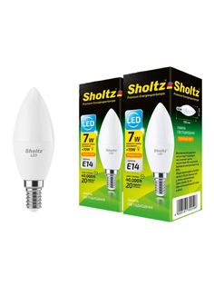 Комплект из 3 светодиодных лама Sholtz свеча 7Вт E14 2700К C37 220-240В пластик