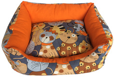 Лежак для собак и кошек Монморанси хлопок 40x50x12см оранжевый, разноцветный