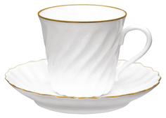 Чашка с блюдцем Императорский фарфоровый завод Витая Золотой кантик 8024 Белый, золотистый