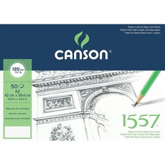 Canson Альбом для графики CANSON 1557, 120г/м2, 42х59.4см, Легкое зерно, склейка 50 листов
