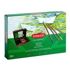 Derwent карандаши и аксессуары, 34 предмета, деревянный ящик, Academy