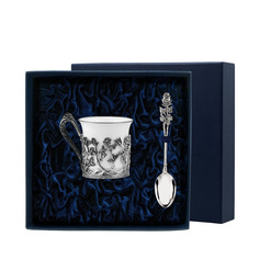 Набор чашка кофейная "Роза" + ложка (2 предмета) АргентА