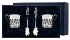 Набор чашек кофейных "Роза"+ ложки (4 предмета) АргентА