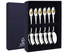 Набор чайной ложки "Единство" (6 предметов) с позолотой АргентА