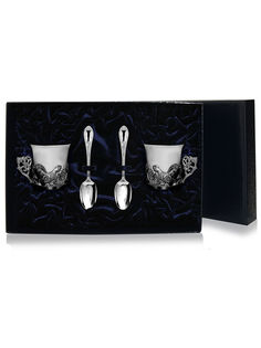 Набор чашек кофейных "Глухарь"+ ложки (4 предмета) АргентА