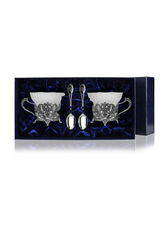 Набор чашек чайных "Герб"+ ложки (4 предмета) АргентА