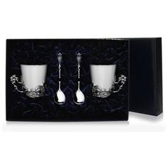 Набор чашек чайных "Куница"+ ложки (4 предмета) АргентА