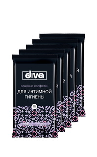 Влажные салфетки для интимной гигиены DIVA intimate №15 BLACK (в наборе 5 упаковок)