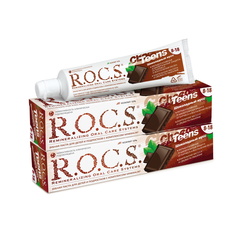 Зубная паста для школьников ROCS TEENS ШОКОЛАДНЫЙ МУСС, 74 гр (в наборе 2 штуки) R.O.C.S.