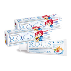 Зубная паста для детей ROCS KIDS ФРУКТОВЫЙ РОЖОК (без фтора), 45 гр (в наборе 2 штуки) R.O.C.S.