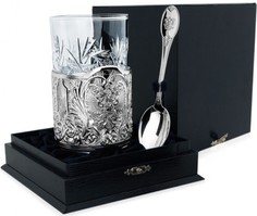 Набор для чая "Гербовый" ч/п с лож. "Единство" ч/п (3 пр.) + футляр АргентА