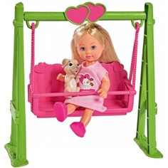 Simba Кукла Еви 12 см на качели с собачкой