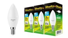 Комплект из 3 светодиодных лама Sholtz свеча 5Вт E14 4200К C37 220-240В пластик
