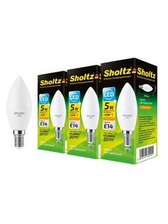 Комплект из 3 светодиодных лама Sholtz свеча 5Вт E14 2700К C37 220-240В пластик