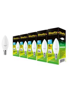 Комплект из 5 светодиодных ламп Sholtz свеча 9Вт E14 4000К C37 220-240В пластик