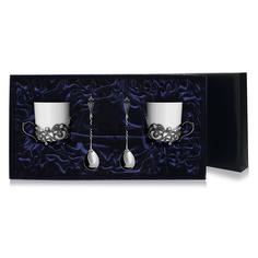 Набор чашек кофейных "Витая" + ложки (4 предмета) АргентА