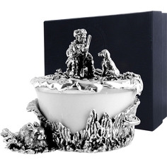 Солонка "Заячья охота" с чернением АргентА