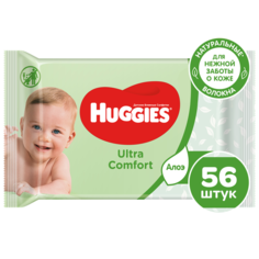 Влажные салфетки Huggies Ultra Comfort Aloe, 56 шт. 2398596