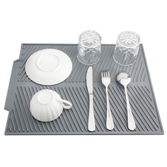 Силиконовый коврик для сушки посуды 38.5x25 см, серый Baziator