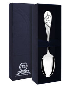 Ложка чайная "Кружевные узоры" с белой эмалью АргентА