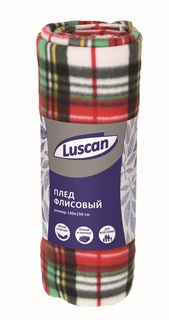 Плед Luscan флис Клетка Зеленая 130x150 см
