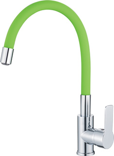 Смеситель для кухни Haiba HB70112-12 с гибким изливом, зеленый/хром