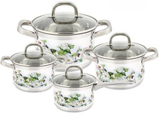 Набор кастрюль Pomi dOro P-640553 Fiore gardenia и соусник