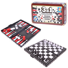 Настольная игра 1Toy 3 в 1 Шашки, шахматы, нарды магнитные Т52447