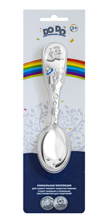 Ложка детская пос. Ботиночки с голубой эмалью в блистере Кольчугинский мельхиор