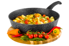 Сковорода глубокая 28 см Elan Gallery ГАРМОНИЯ ВКУСА Черный мрамор Индукция без крышки