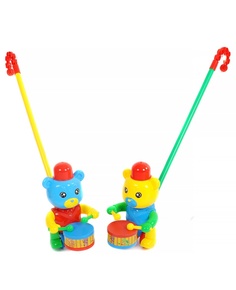 Каталка-игрушка детская ZHORYA Мишка с барабаном, стучит по барабану, 15*13*22 см