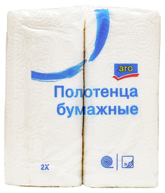 Полотенца Аro бумажные двухслойные 22х24см 2 рулона, 2 шт, Aro