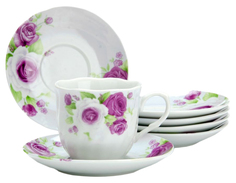 Кофейный набор Lorane 25957 Белый, сиреневый Loraine