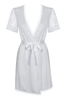 Пеньюар полупрозрачный с кружевными рукавчиками белый S/M Obsessive