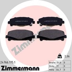 Комплект тормозных колодок, дисковый тормоз ZIMMERMANN 24766.175.1