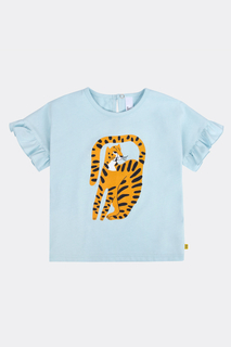 Хлопковая футболка с оборками на рукавах Bossa Nova Голубой 74 262Л21-161