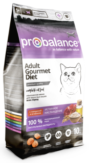 Сухой корм для кошек ProBalance Gourmet Diet, говядина, ягненок, 10кг