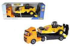 9630 Автомобиль-трейлер+дорожный каток в коробке Wader