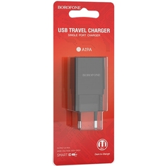 Сетевое зарядное устройство Borofone BA19A, 1xUSB, 1 A, black