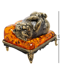 Фигурка "Кот на диване" (латунь, янтарь) Народные промыслы