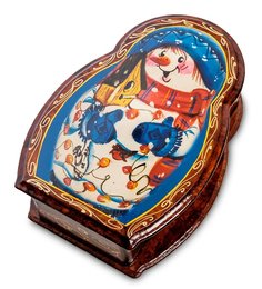 Шкатулка в технике декупаж "Матрешка-снеговик" (20х14х6) Art East