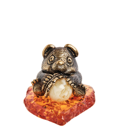 Фигурка "Мишка с горшочком" (латунь, янтарь) Art East