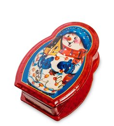 Шкатулка в технике декупаж "Матрешка-снеговик" (14х10х5) Art East