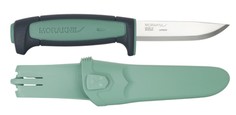 Нож Morakniv Basic 511 углеродистая сталь, пласт. ручка (серая) зел. вставка