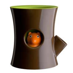 Горшок самополивающийся Log&Squirrel коричневый-зеленый Qualy