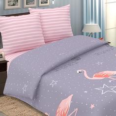 Постельное бельё "Pastel" поплин, Фламинго, Размер: 2.0 евро простыня Традиция