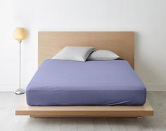 Простыня на резинке из поплина "Ночь Нежна" Сакура (синяя), Размер: 120 х 200