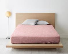 Простыня на резинке из поплина "Ночь Нежна" Грань (коралл), Размер: 120 х 200